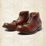 Leather Boots Retro Lace-Up Non-Slip Rubber Sole