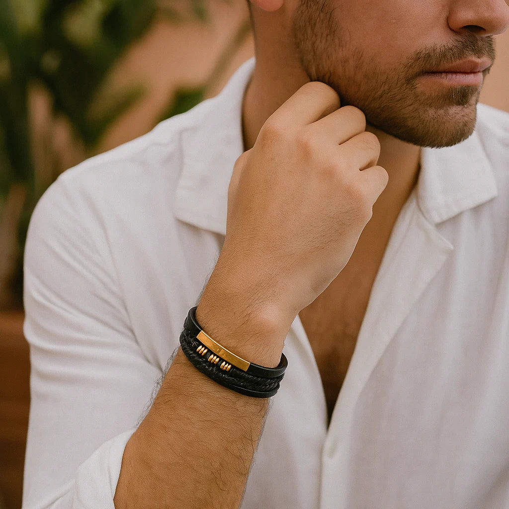 Leather Bracelet Genuine Leather Secure Clasp Minimalist