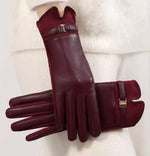 Leather Gloves Touchscreen Compatible Buckle Detail