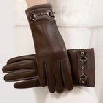 Leather Gloves Touchscreen Compatible Buckle Detail
