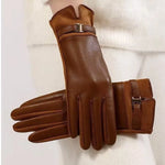 Leather Gloves Touchscreen Compatible Buckle Detail