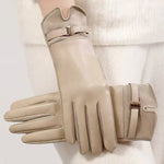 Leather Gloves Touchscreen Compatible Buckle Detail