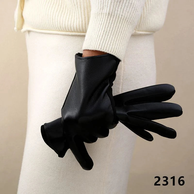 Leather Gloves Touchscreen Compatible Buckle Detail