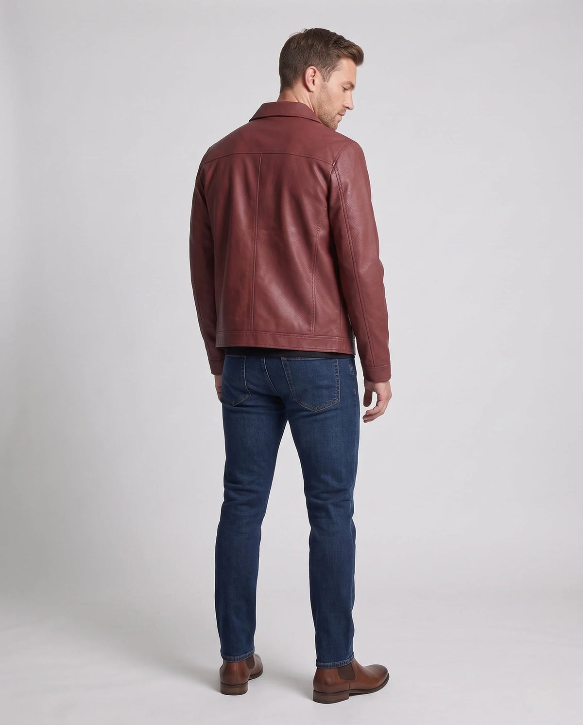 Leather Jacket Modern Fit Practical Pockets