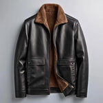 Leather Jacket Sherpa-Lined Insulating Warmth Men’s