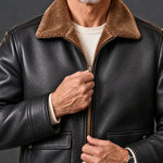 Leather Jacket Sherpa-Lined Insulating Warmth Men’s