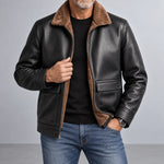 Leather Jacket Sherpa-Lined Insulating Warmth Men’s