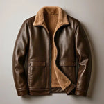Leather Jacket Sherpa-Lined Insulating Warmth Men’s