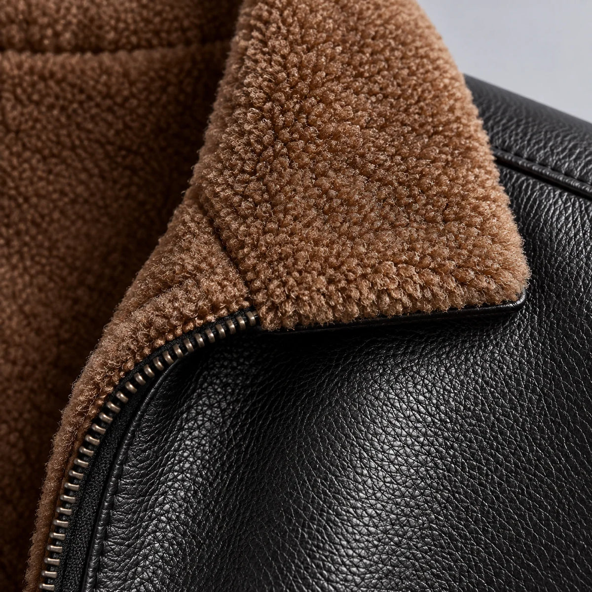 Leather Jacket Sherpa-Lined Insulating Warmth Men’s