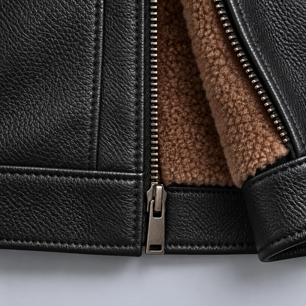 Leather Jacket Sherpa-Lined Insulating Warmth Men’s