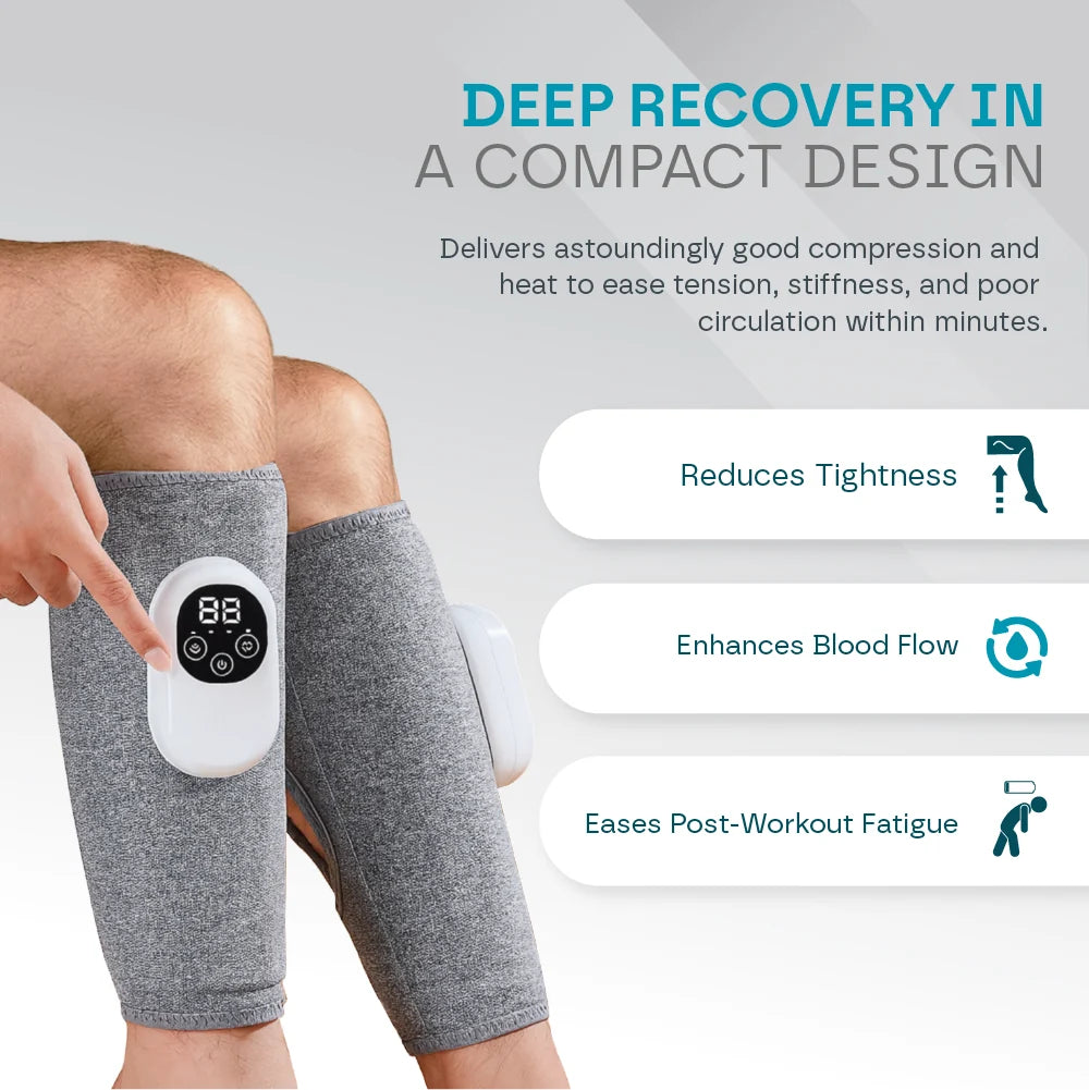 Leg & Calf Massager Cordless Heat Therapy Adjustable Fit