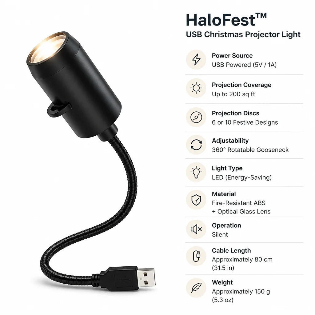 Light Projector USB Powered 4K Ultra-HD Interchangeable Scenes