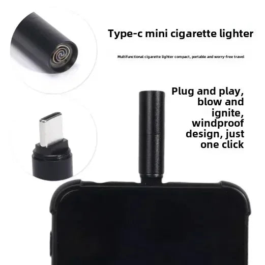 Lighter Windproof Heat Coil Phone-Powered USB-C