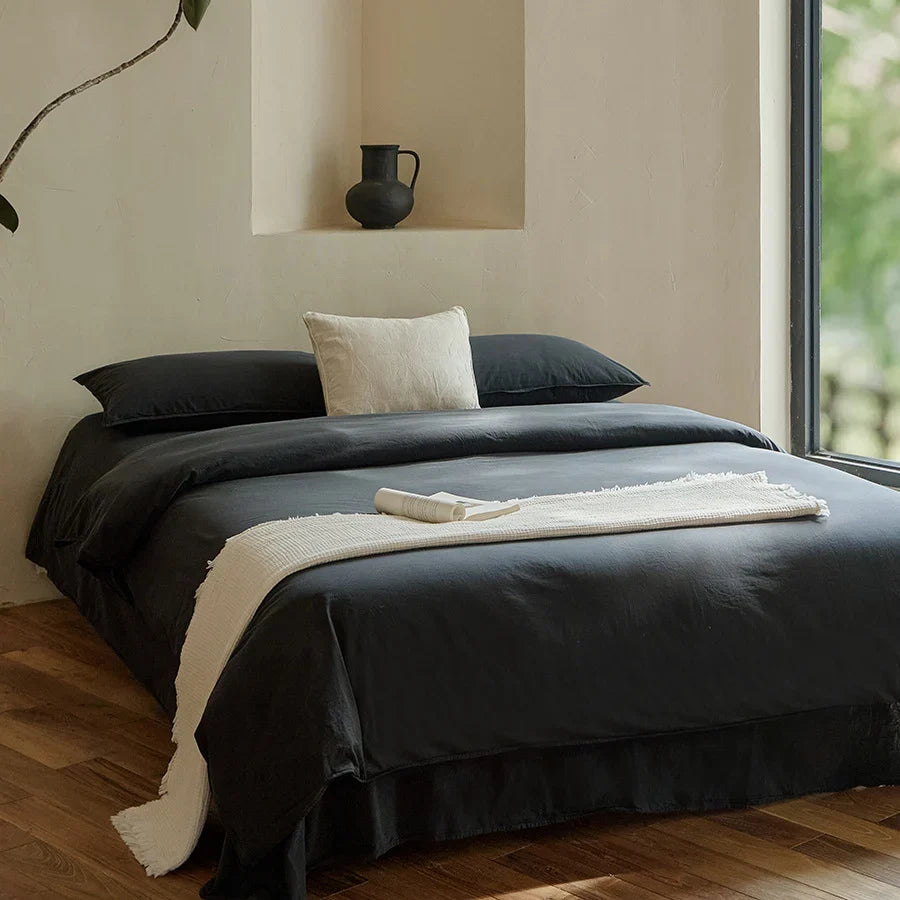 Linen Bedding Set Breathable Hypoallergenic 4-Piece