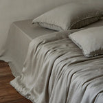 Linen Bedding Set Pre-Washed Crêpe Ruffle Edge Concealed Zipper