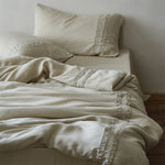 Linen Bedding Set Stonewashed Ruffle Detail