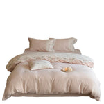 Linen Bedding Set Washed Linen Floral Embroidery 4-Piece Set