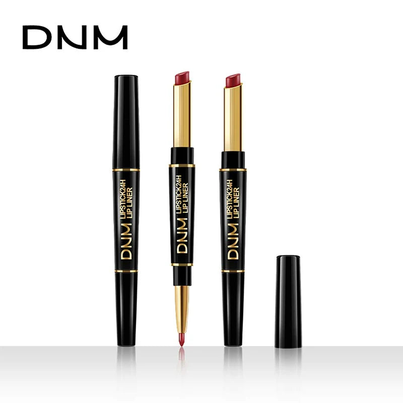 Lip Liner & Lipstick Double-Ended Waterproof Long-Lasting Color
