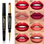 Lip Liner & Lipstick Double-Ended Waterproof Long-Lasting Color