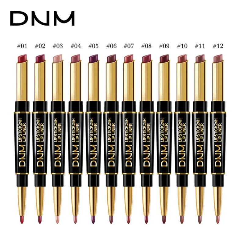 Lip Liner & Lipstick Double-Ended Waterproof Long-Lasting Color