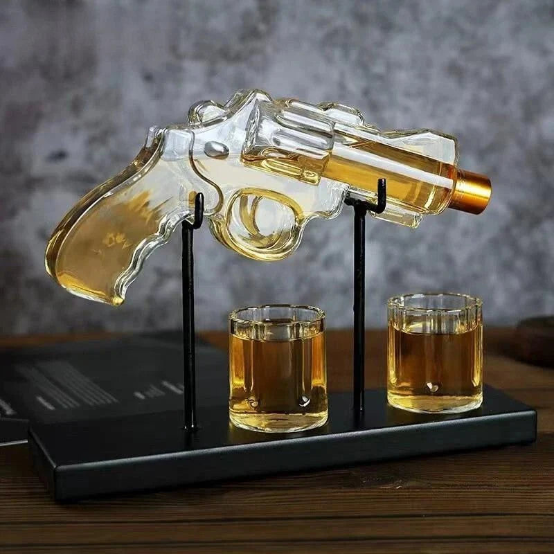 Liquor Decanter Set Revolver-Shaped Glass 70ml Shot Glasses