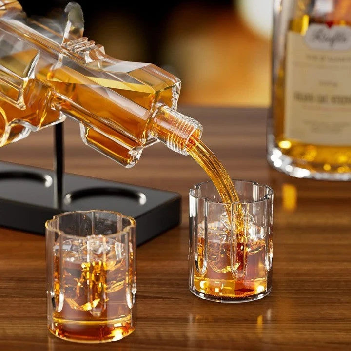 Liquor Decanter Set Revolver-Shaped Glass 70ml Shot Glasses