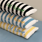 Long Bench Cushion Striped Bouclé Removable Machine Washable Cover