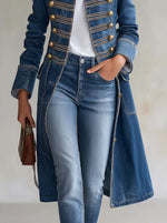 Long Coat Military Style Double-Breasted Officer Collar