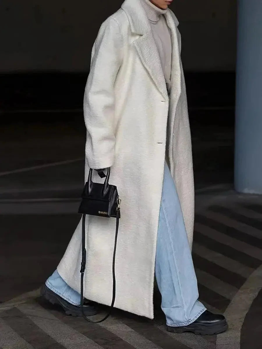 Long Coat Oversized Maxi Length Notch Lapels