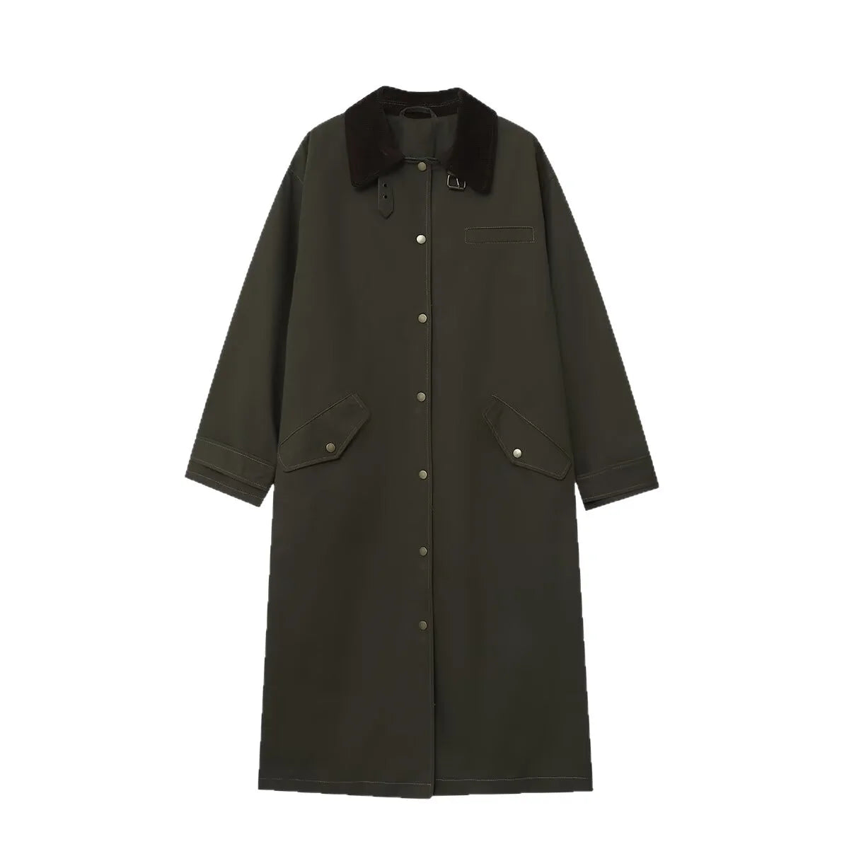 Long Coat Water-Repellent Oversized Fit Corduroy Collar