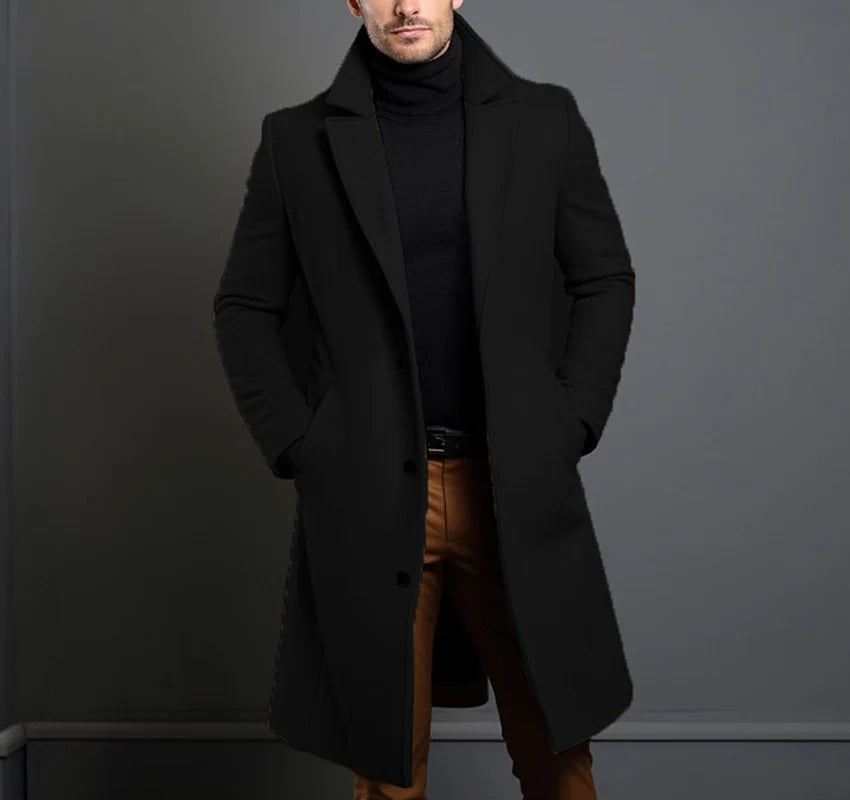 Long Coat Wool Blend Fitted Cut Soft Lining