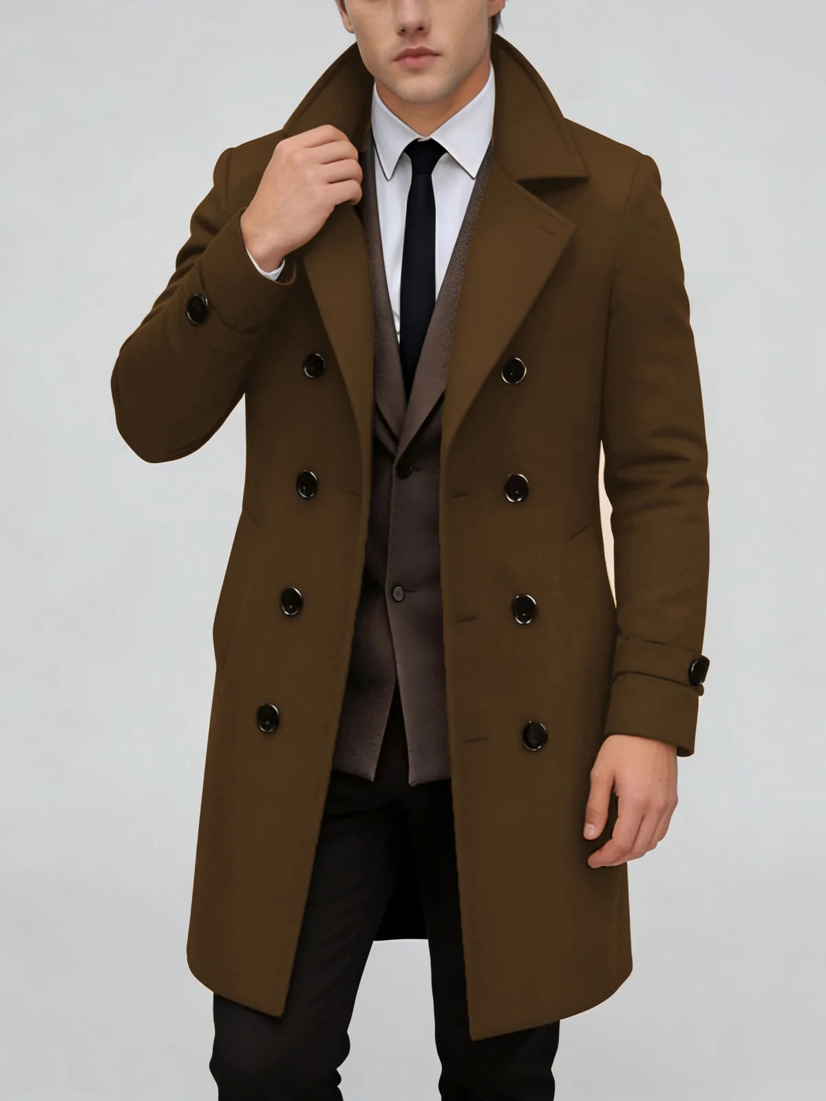 Long Coat Wool Blend Fitted Cut Soft Lining