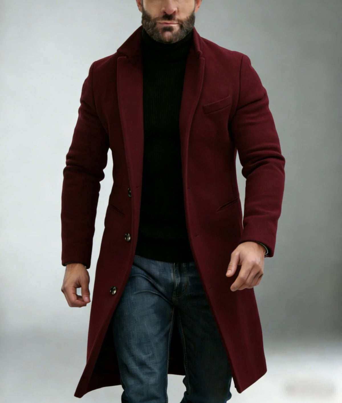 Long Coat Wool Blend Fitted Cut Soft Lining
