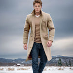 Long Coat Wool Blend Fitted Cut Soft Lining