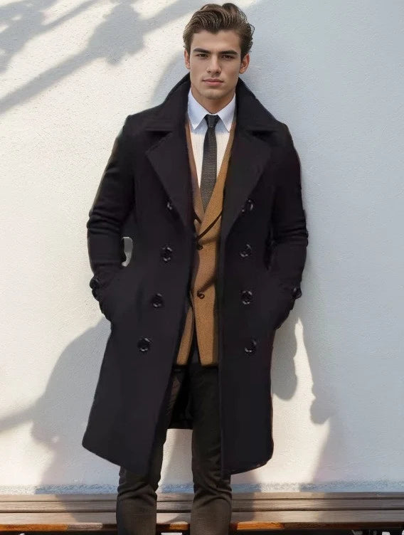 Long Coat Wool Blend Fitted Cut Soft Lining