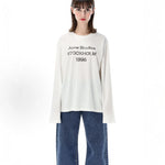 Long-Sleeve Shirt Cotton Jersey Vintage Front Print Crew Neck