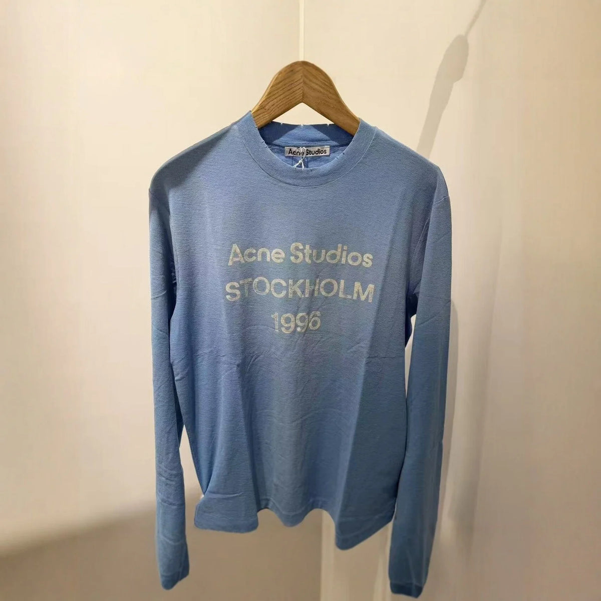 Long-Sleeve Shirt Cotton Jersey Vintage Front Print Crew Neck