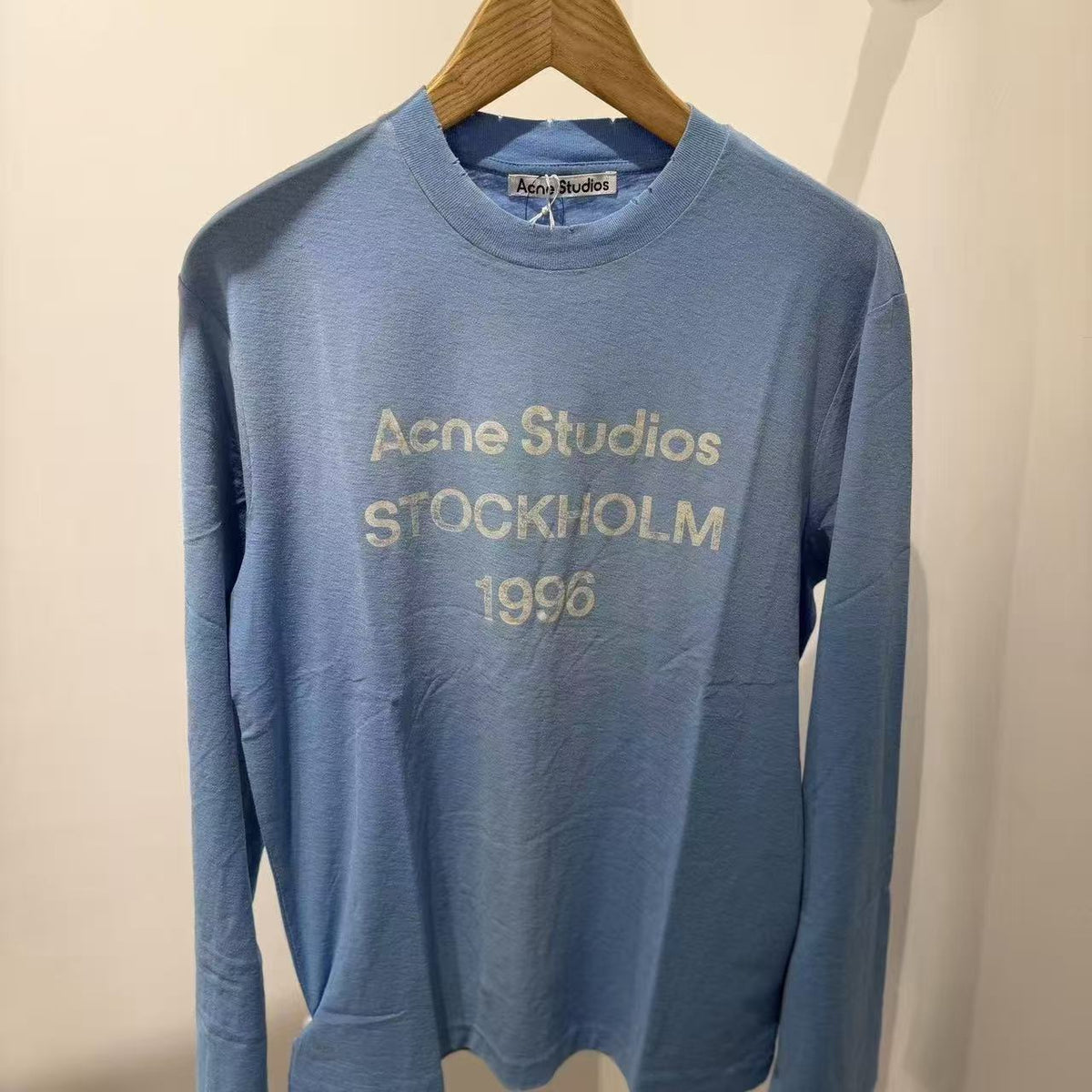 Long-Sleeve Shirt Cotton Jersey Vintage Front Print Crew Neck