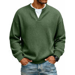 Long Sleeve T-Shirt Waffle Texture Faux Layered Look Relaxed Fit