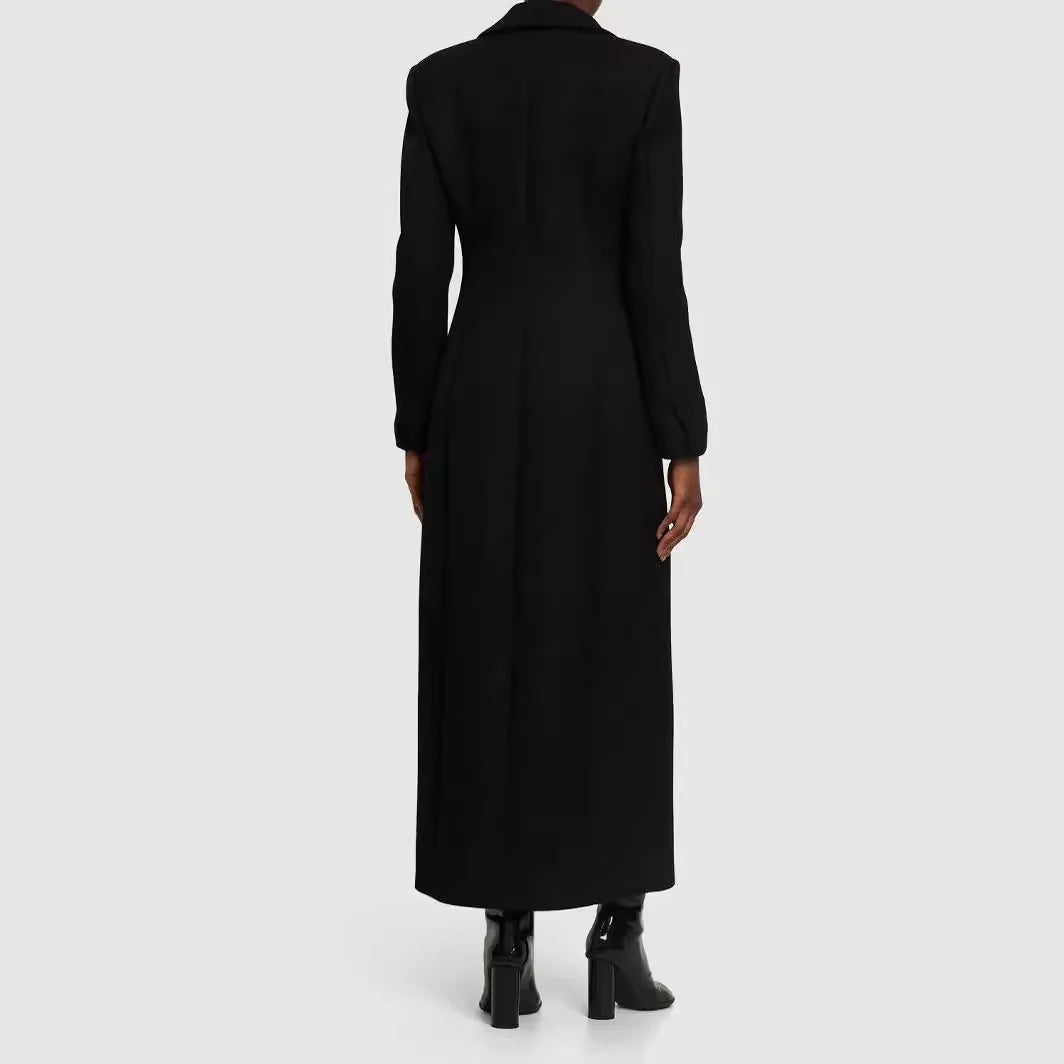 Longline Coat Tailored Fit Lapel Collar Inset Side Pockets