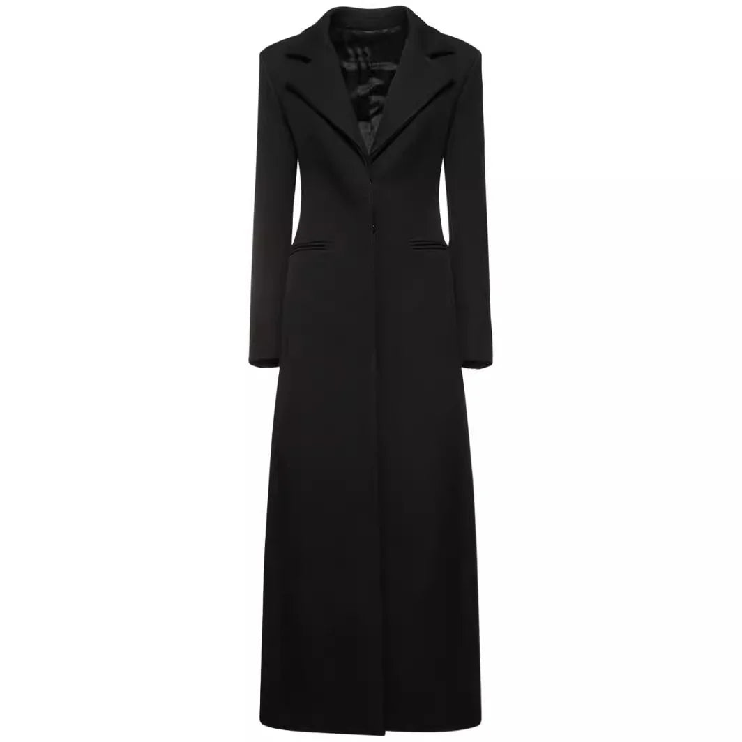Longline Coat Tailored Fit Lapel Collar Inset Side Pockets