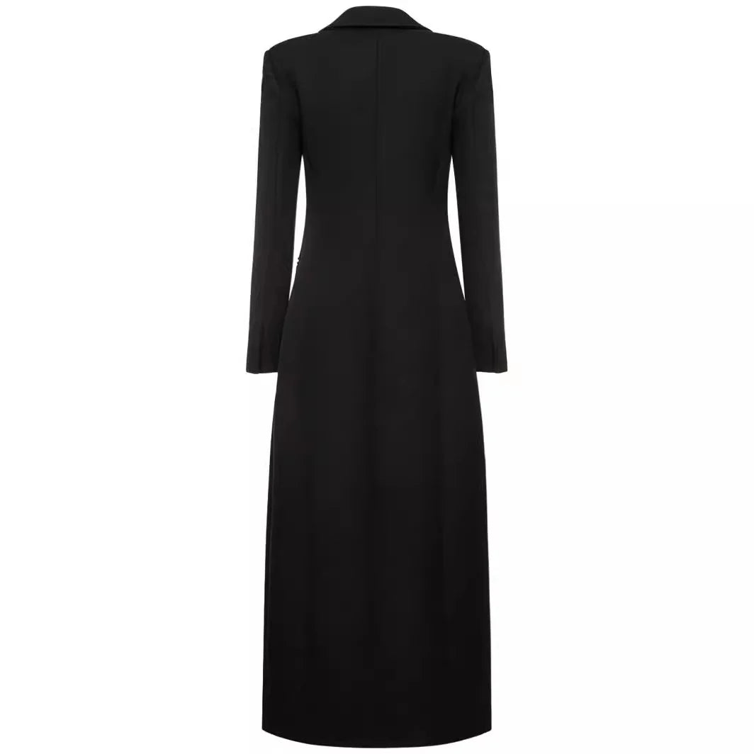 Longline Coat Tailored Fit Lapel Collar Inset Side Pockets