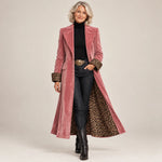 Longline Coat Velvet-Effect Leopard-Print Lining Ankle-Length