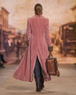 Longline Coat Velvet-Effect Leopard-Print Lining Ankle-Length