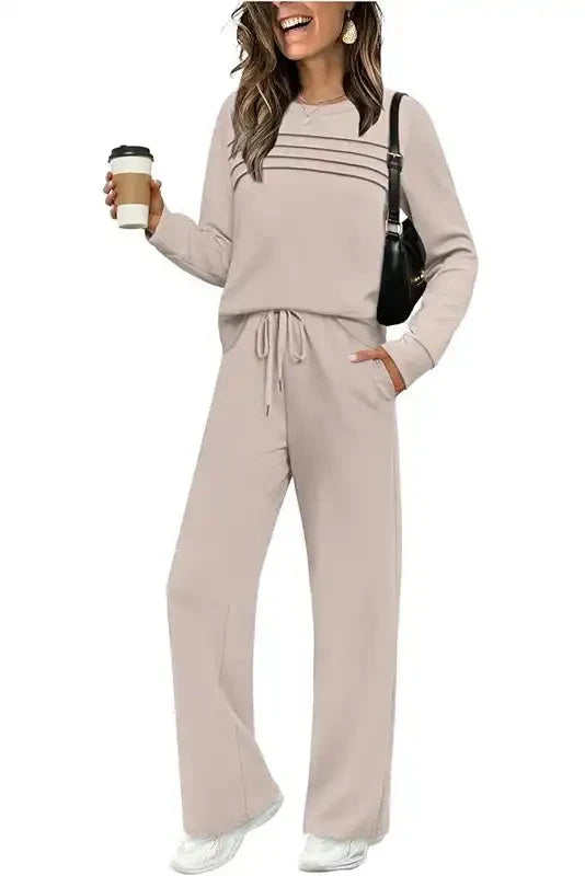 Lounge Set Cotton Stretch Relaxed Fit Drawstring Waist