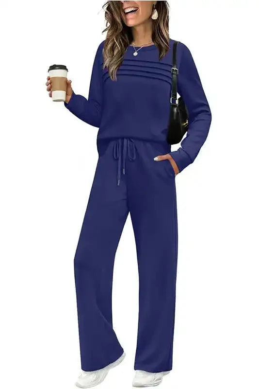 Lounge Set Cotton Stretch Relaxed Fit Drawstring Waist