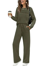 Lounge Set Cotton Stretch Relaxed Fit Drawstring Waist