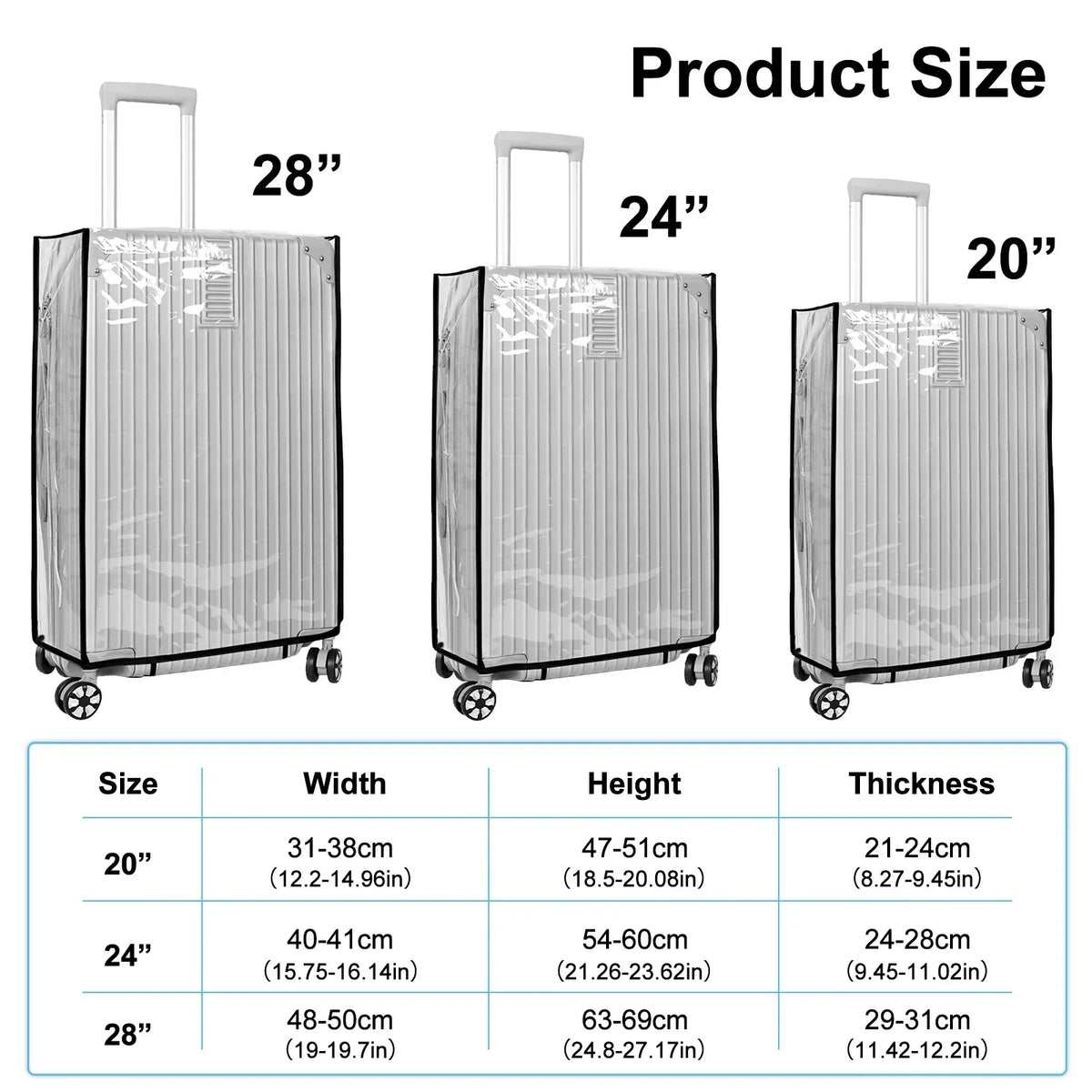 Luggage Cover Clear PVC Waterproof Scratch Protection