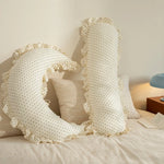 Lumbar Bolster Cushion Padded Support Cotton Blend Ruffled Trim
