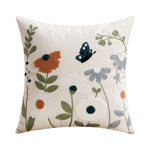 Lumbar Cushion Cover Hand-Embroidered Linen-Blend Chenille